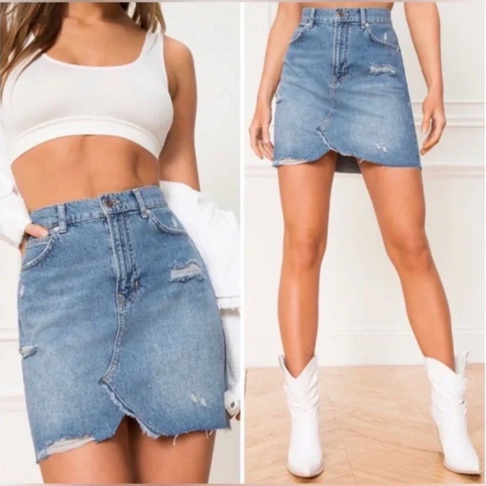 ❤️‍🔥Free People Sz 26 Small We The Free Hallie Boho Chic Denim Mini Skirt Grunge